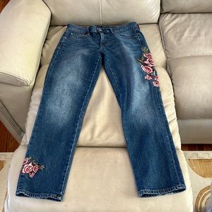 Gap Flower Embroidered Girlfriend Jeans